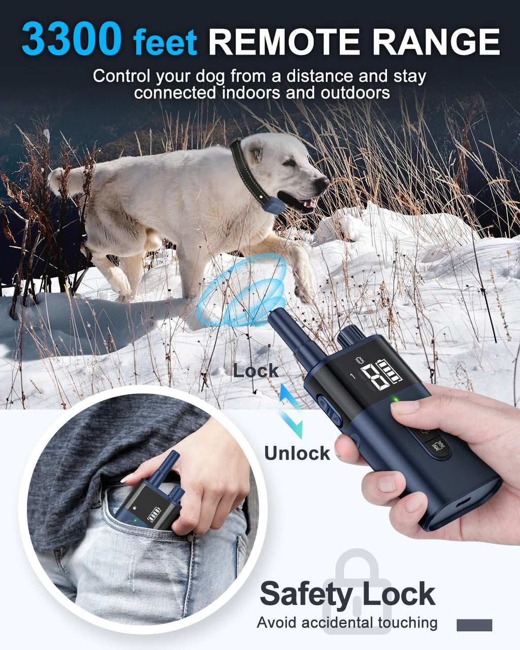 No Shock Dog Training Collar with Remote Waterproof Rechargeable L82534