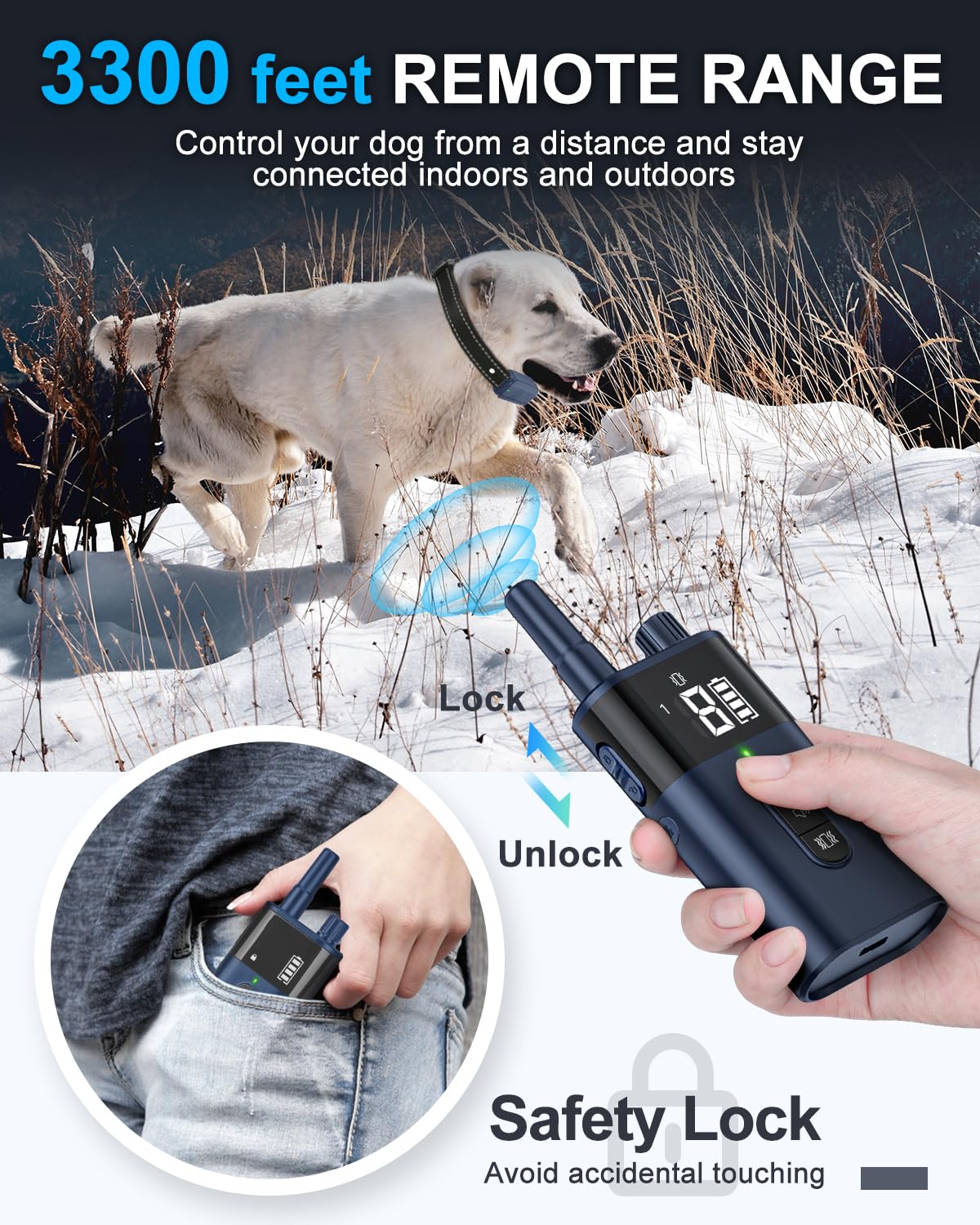 No Shock Dog Training Collar with Remote Waterproof Rechargeable L82534
