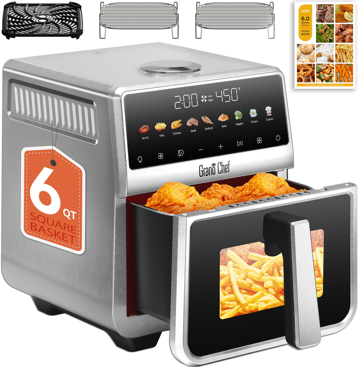 6Qt Stainless Steel Air Fryer L9358