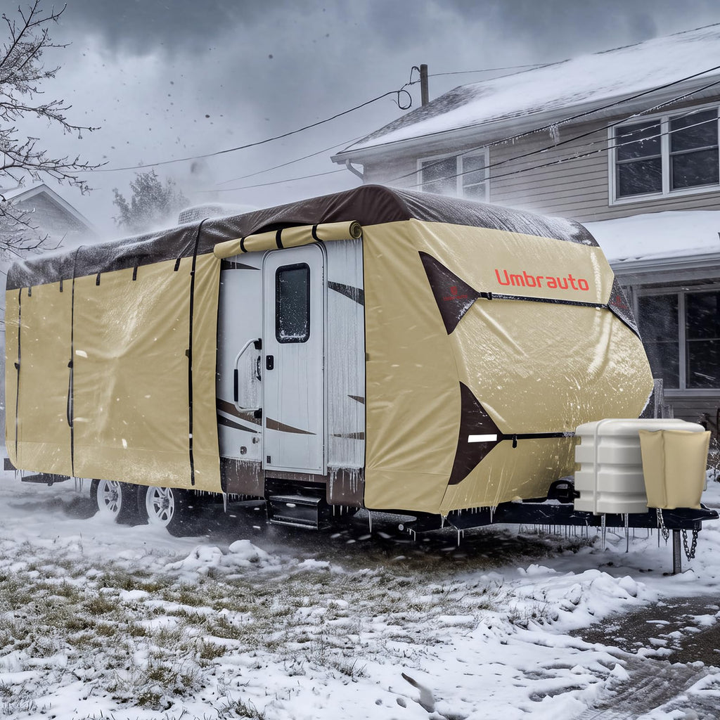 14' ~ 16' Waterproof Windproof Heavy Duty Travel Trailer RV Cover R50455
