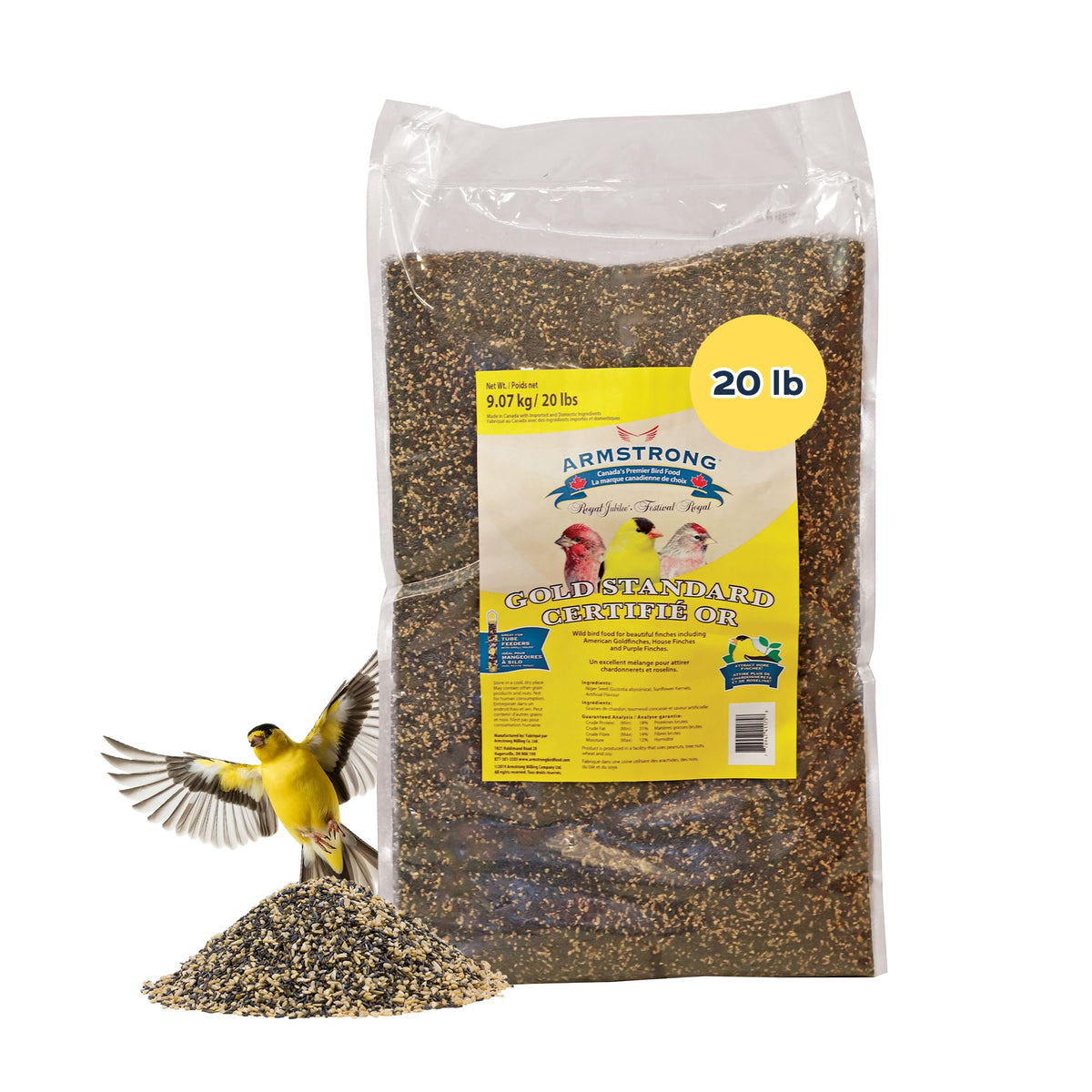 20 Pounds Bird Food with Nyjer Seeds and Sunflower Kernels C4434