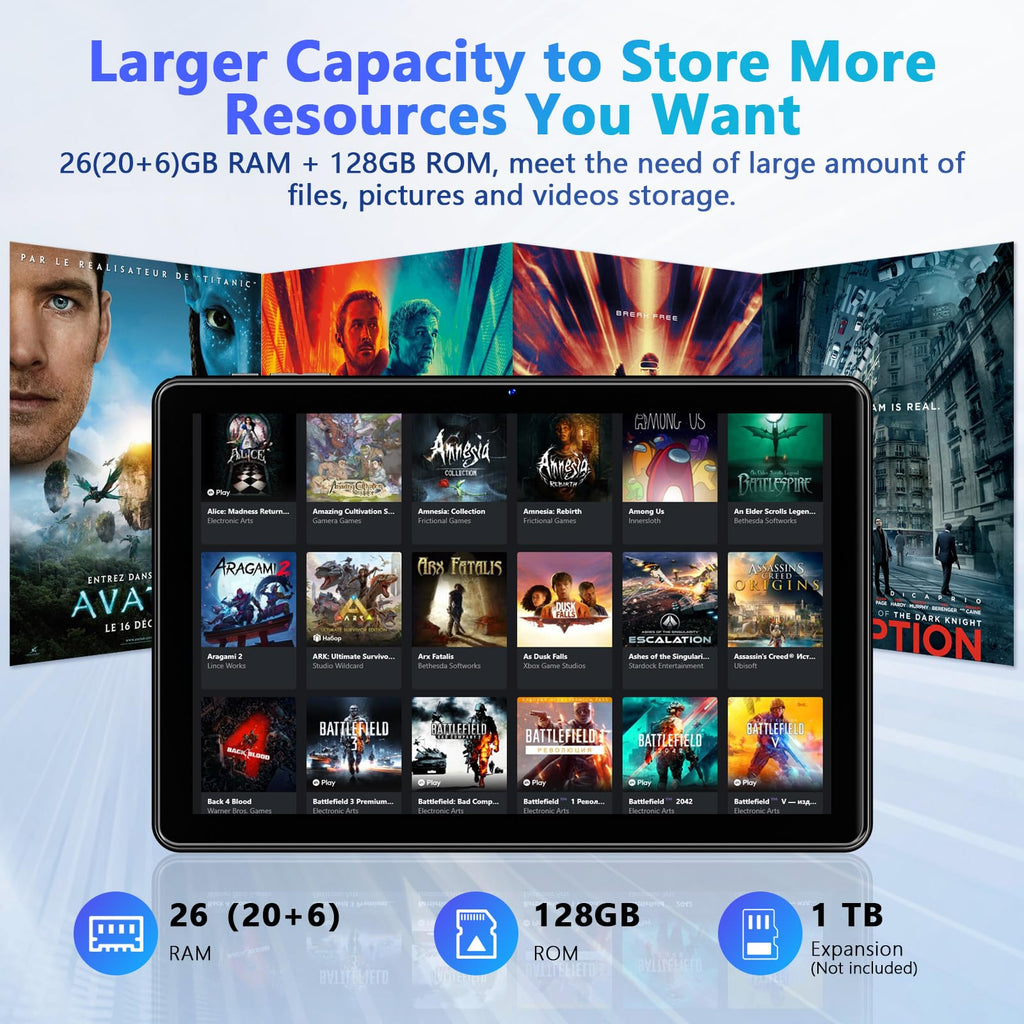 Android 16 Tablet 10 Inch with Case, 26GB RAM 128GB ROM F600