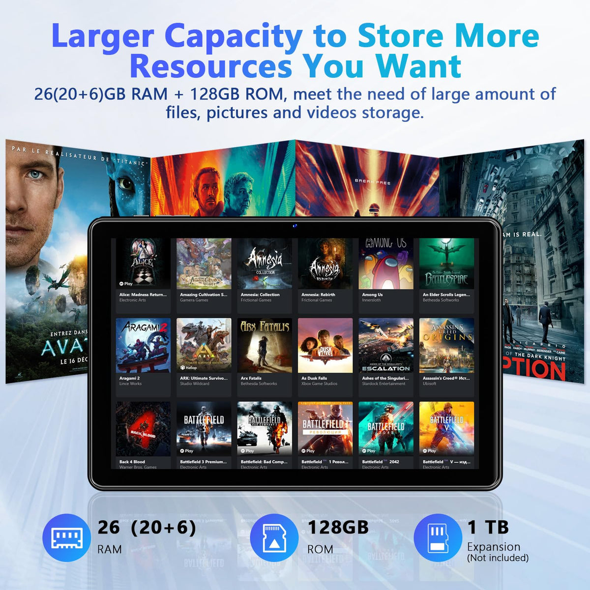 Android 16 Tablet 10 Inch with Case, 26GB RAM 128GB ROM F600