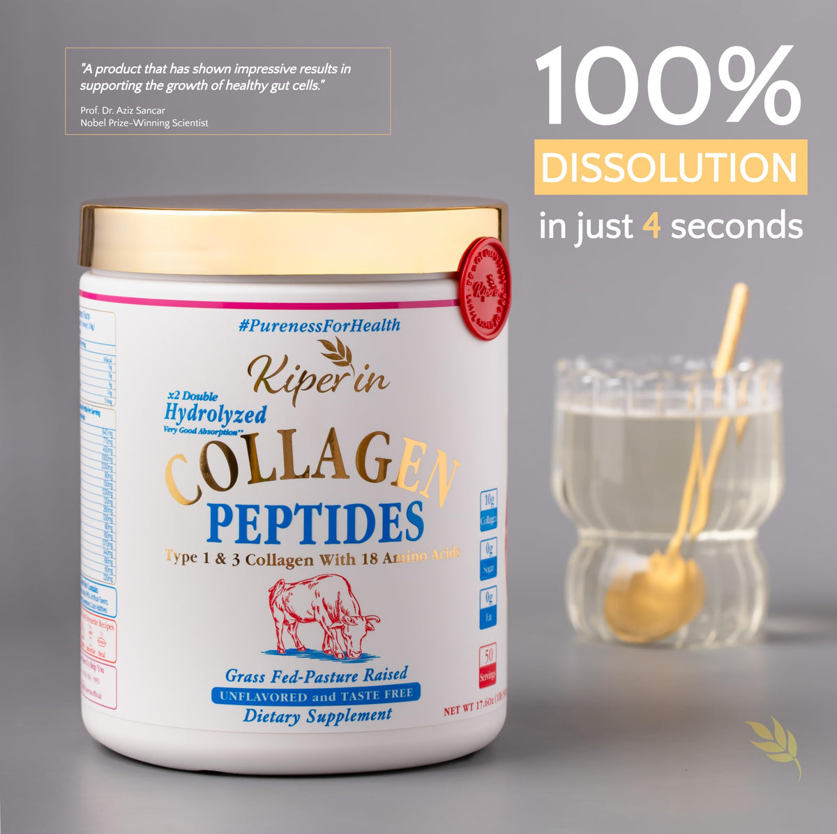 Hydrolyzed Collagen Peptides Type I & III Unflavored 50 Servings E564330