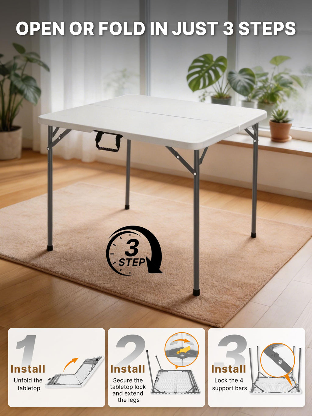 34" White Folding Card Table O1394