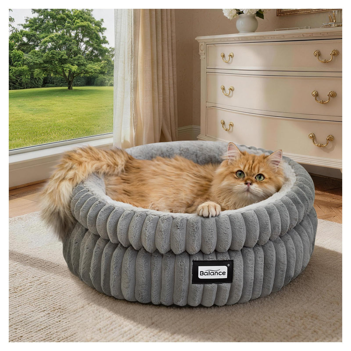 Washable Round Plush Cat Bed K39281