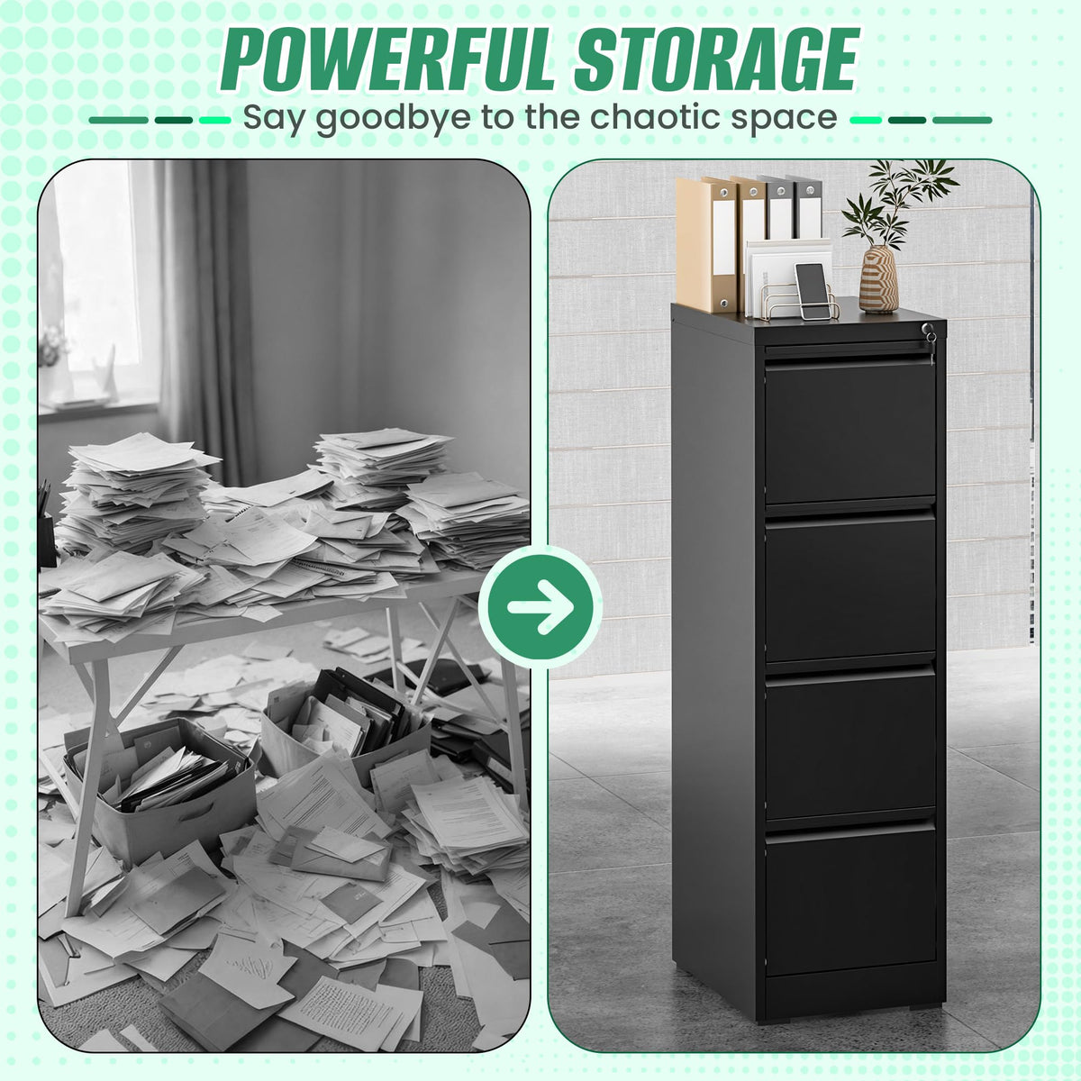 4 Drawer Metal File Cabinet with Lock M208072