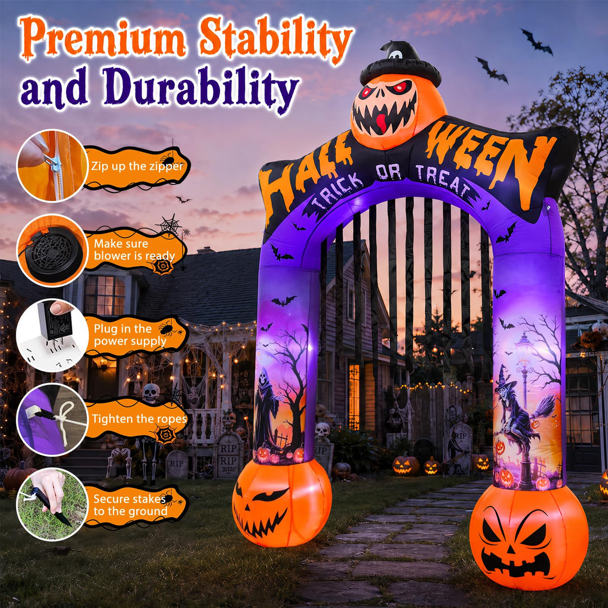 10 FT Halloween Inflatable Archway with LED Lights J553