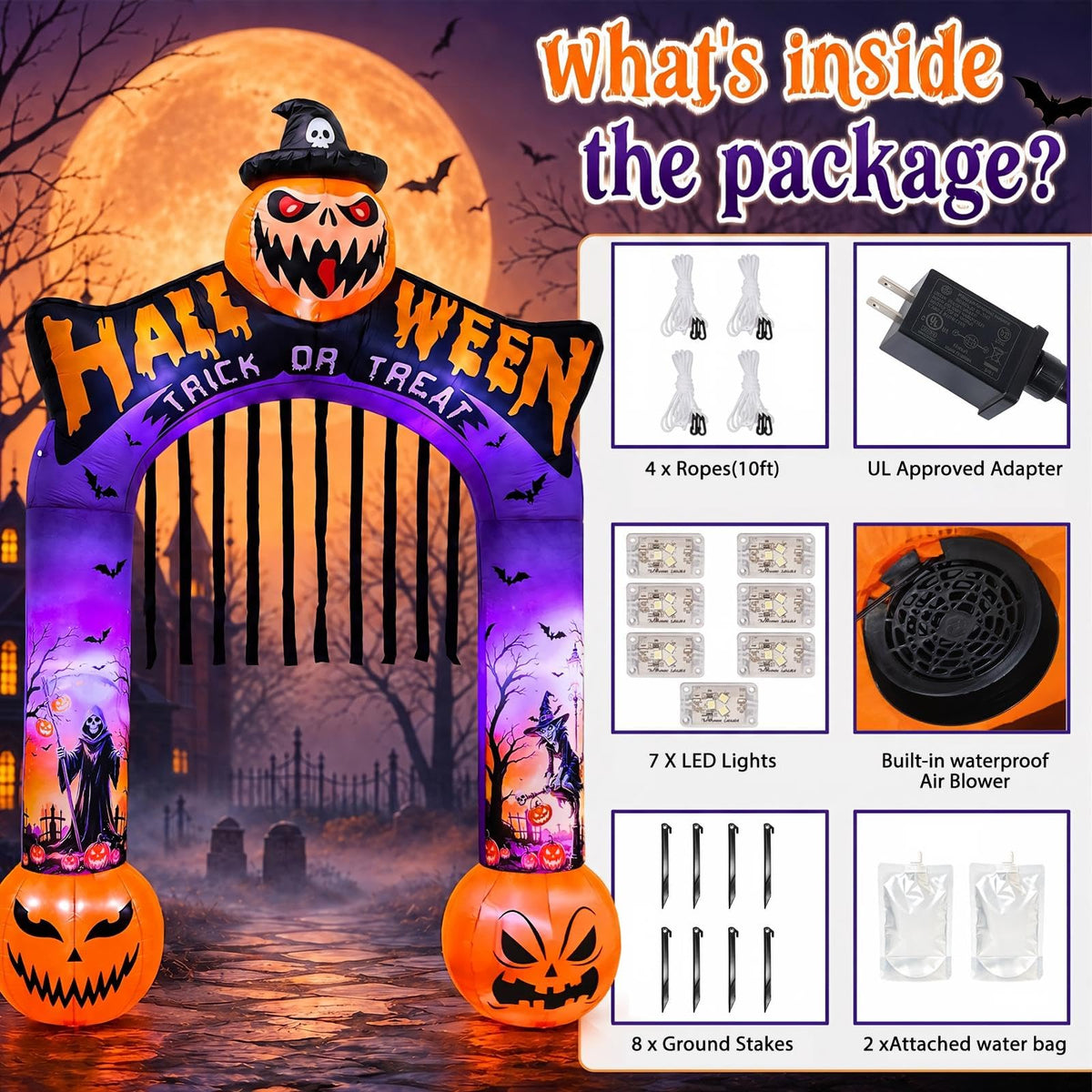 10 FT Halloween Inflatable Archway with LED Lights J553
