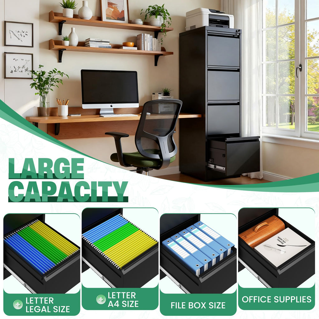 4 Drawer Metal File Cabinet with Lock M208072