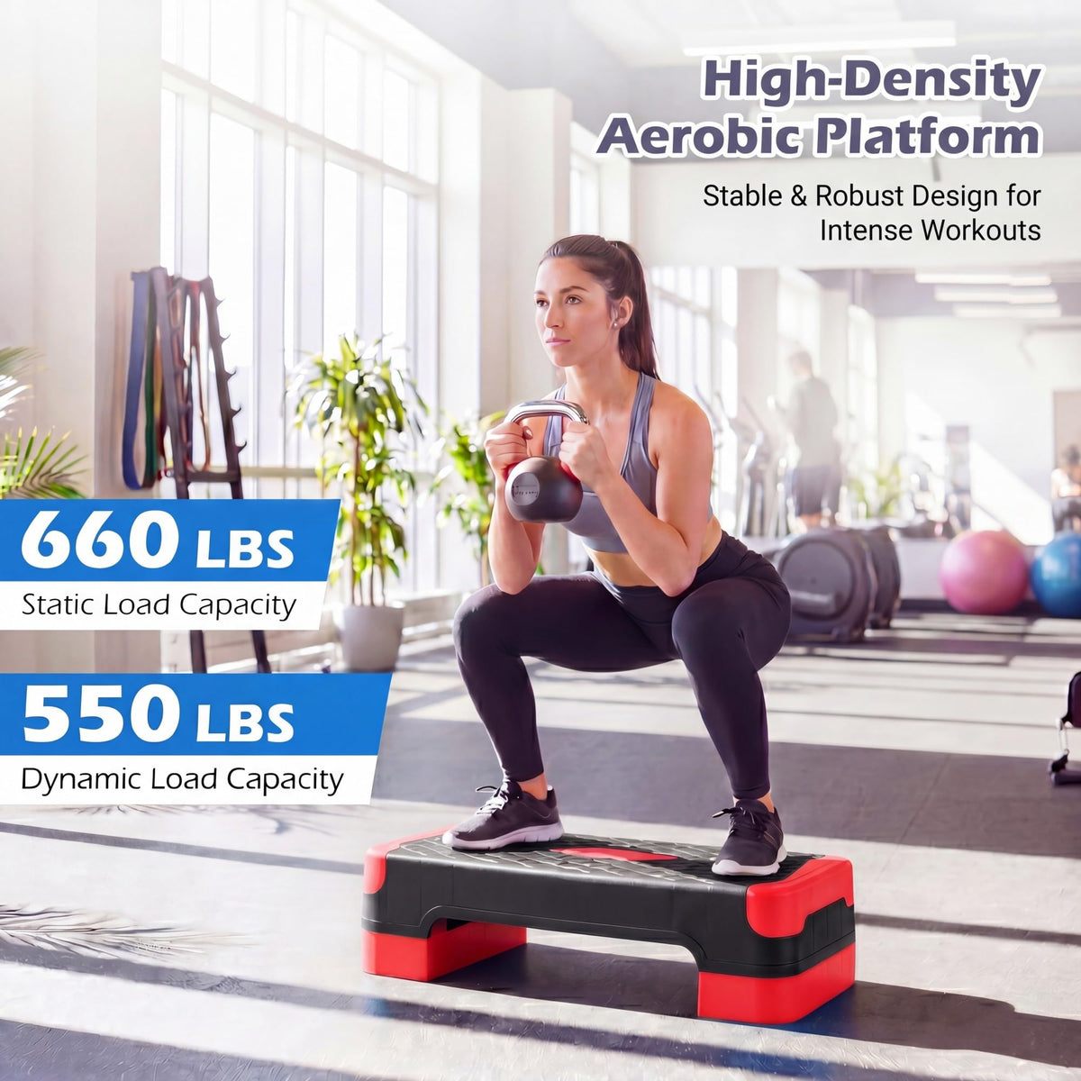 Aerobic Step Platform with Risers & Resistance Bands I8528