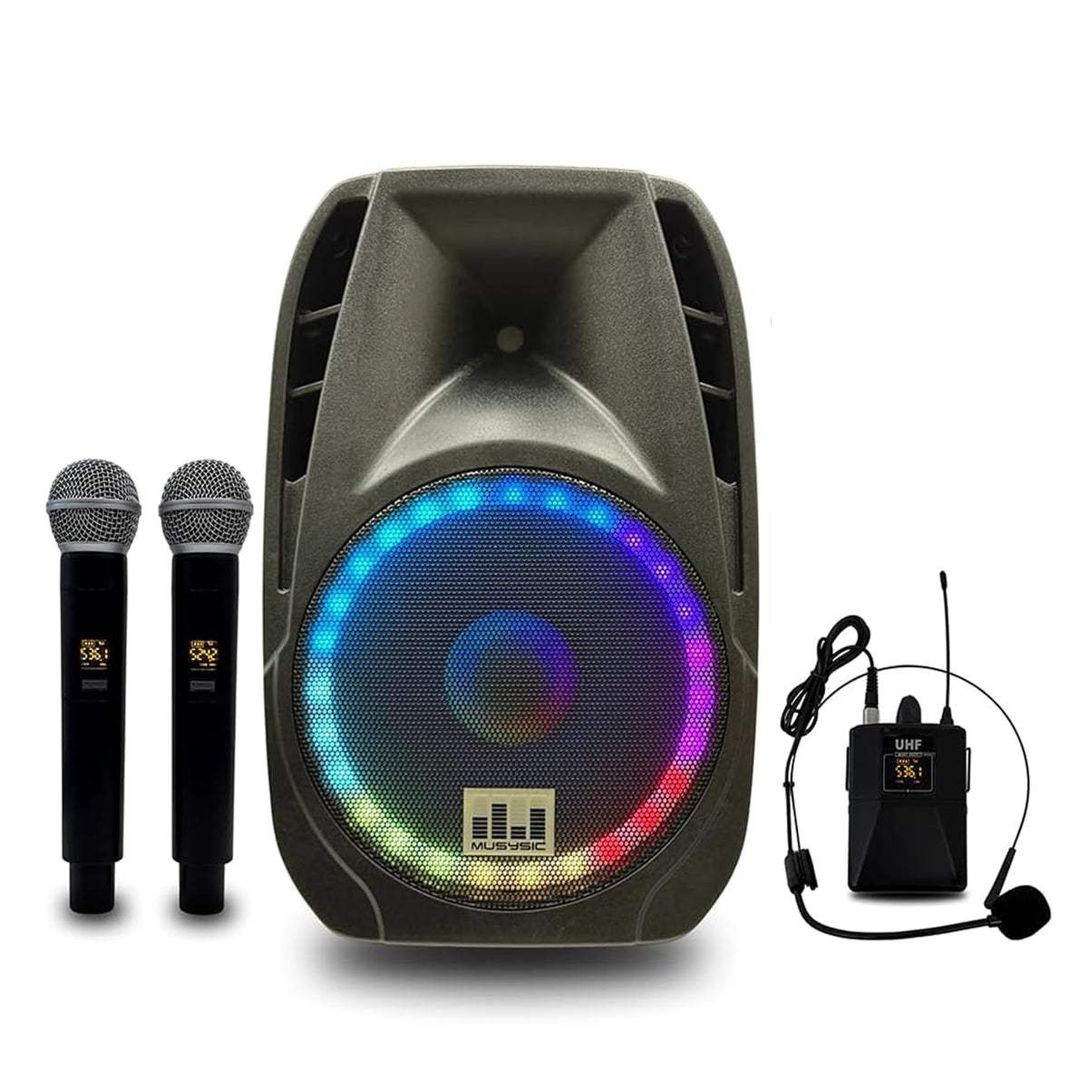 15" 2000W Portable PA Speaker System with Wireless Microphones U856