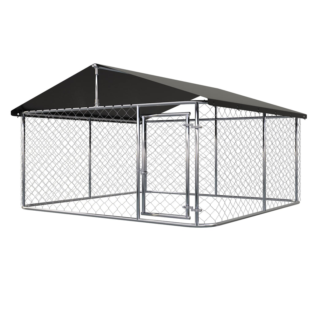 Outdoor Dog Kennel Steel Fence with Secure Lock 78”x 78” V117201