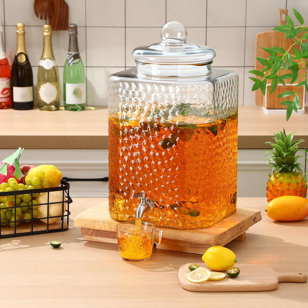 4.6 Gallon Glass Beverage Dispenser with Stand Stainless Steel Spigot 2 Pack O244770