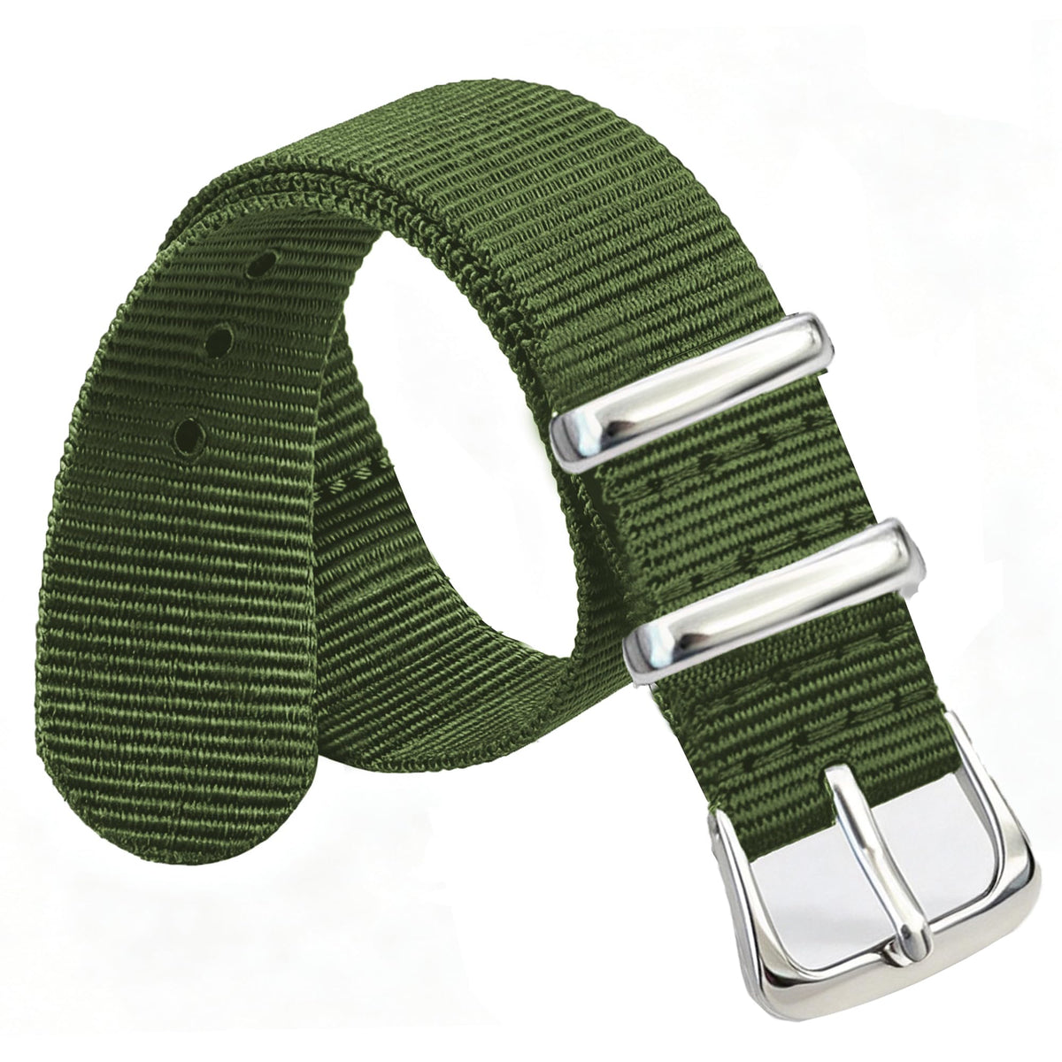 Nylon Watch Band with Stainless Steel Silver Buckle U6489