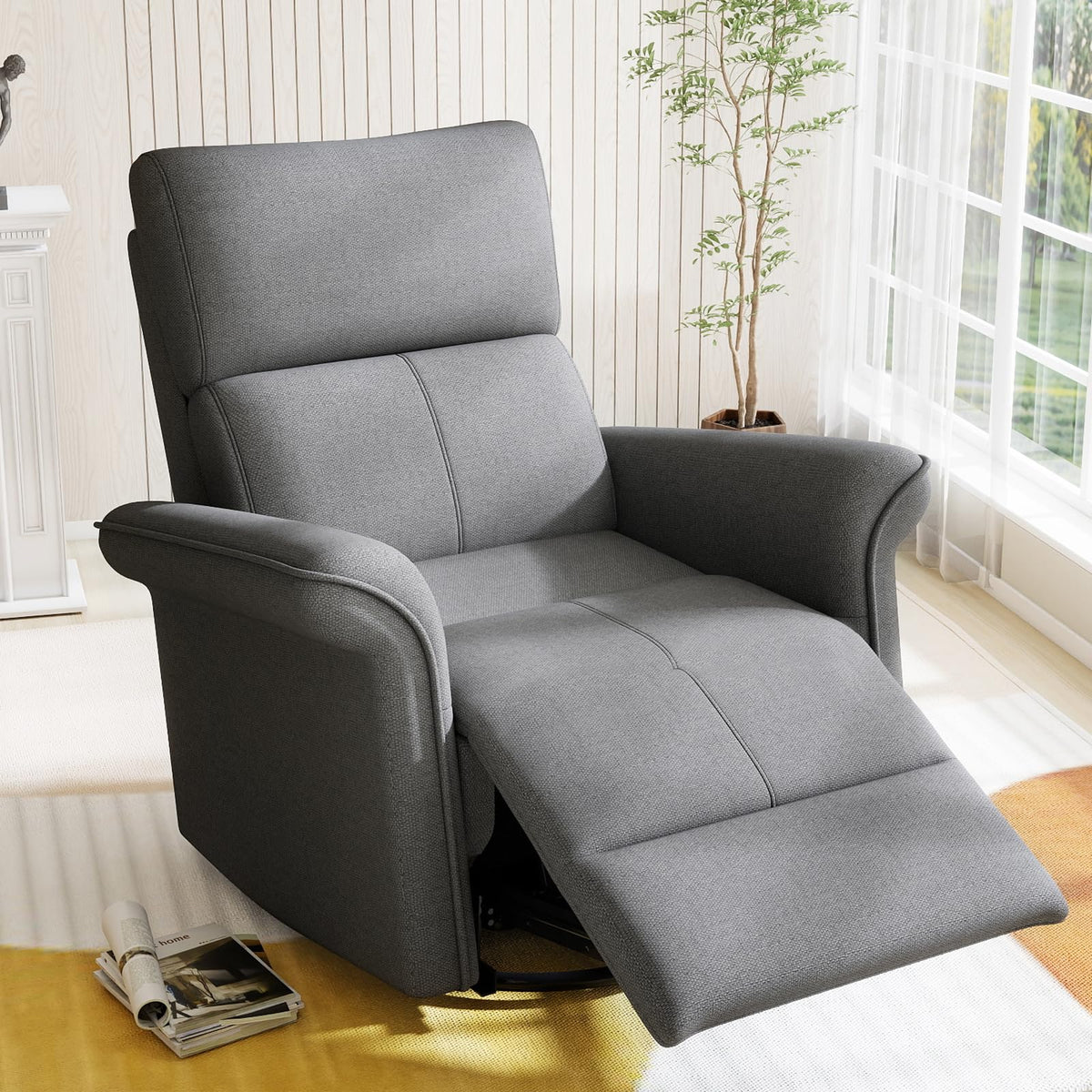 30" Dark Gray Power Swivel Rocker Recliner Chair J947047