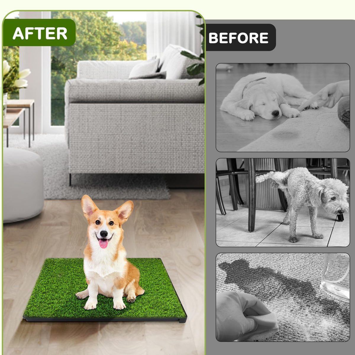 23''X17'' Artificial Turf Dog Grass Pad with Tray L9929