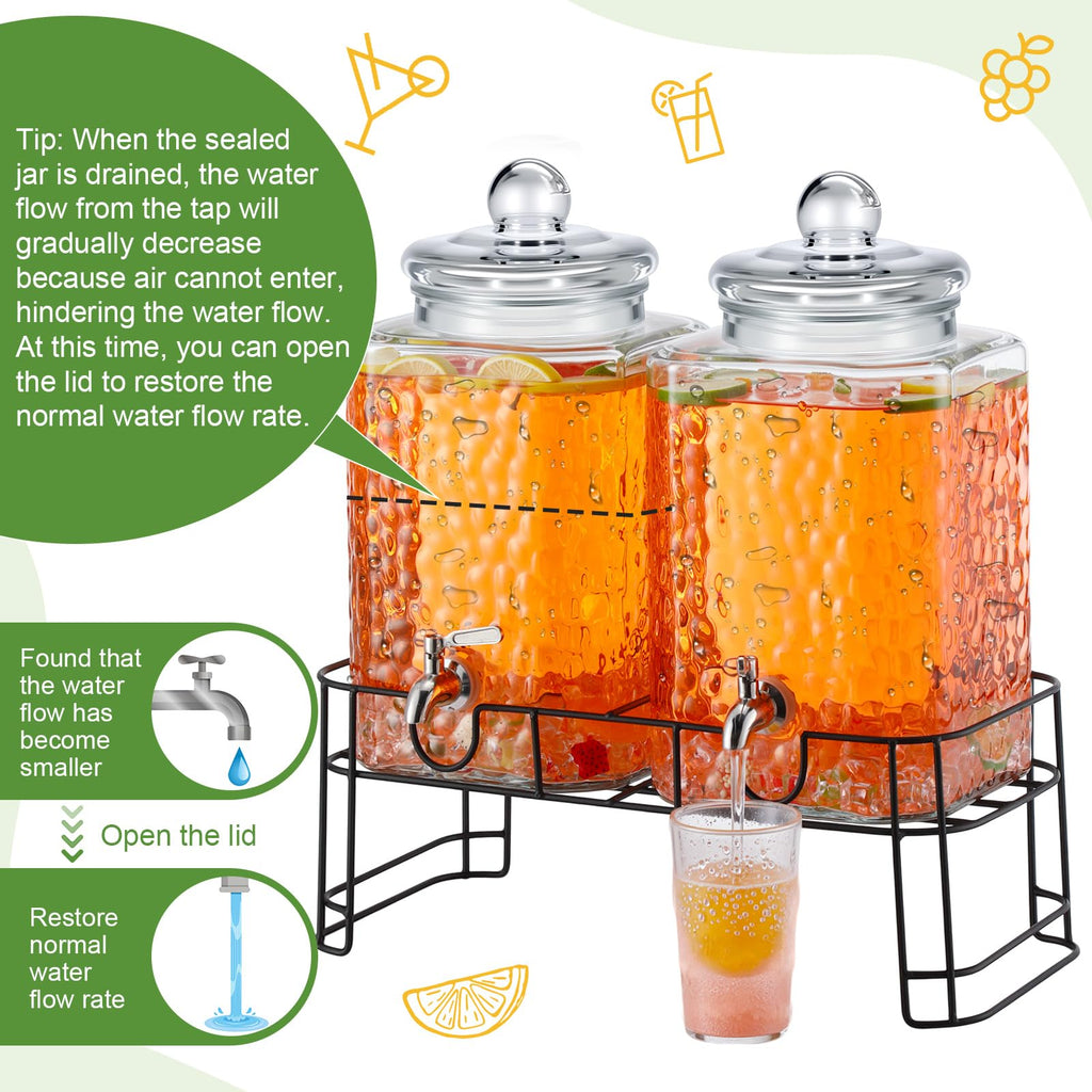4.6 Gallon Glass Beverage Dispenser with Stand Stainless Steel Spigot 2 Pack O244770