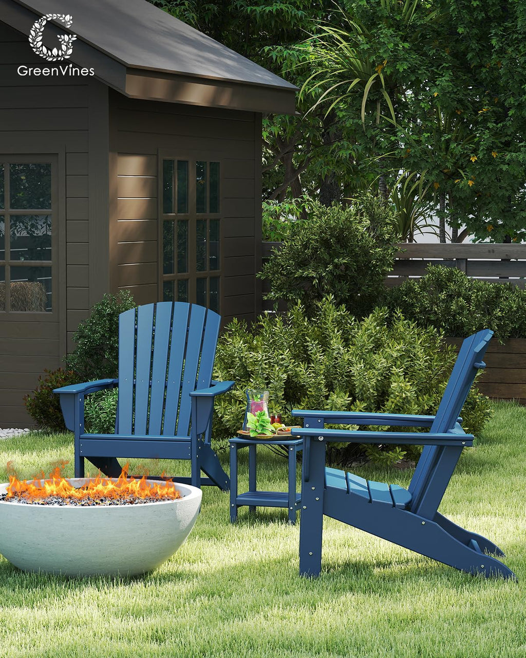Oversized Adirondack Chairs Set of 2 HDPE All Weather Blue I67659