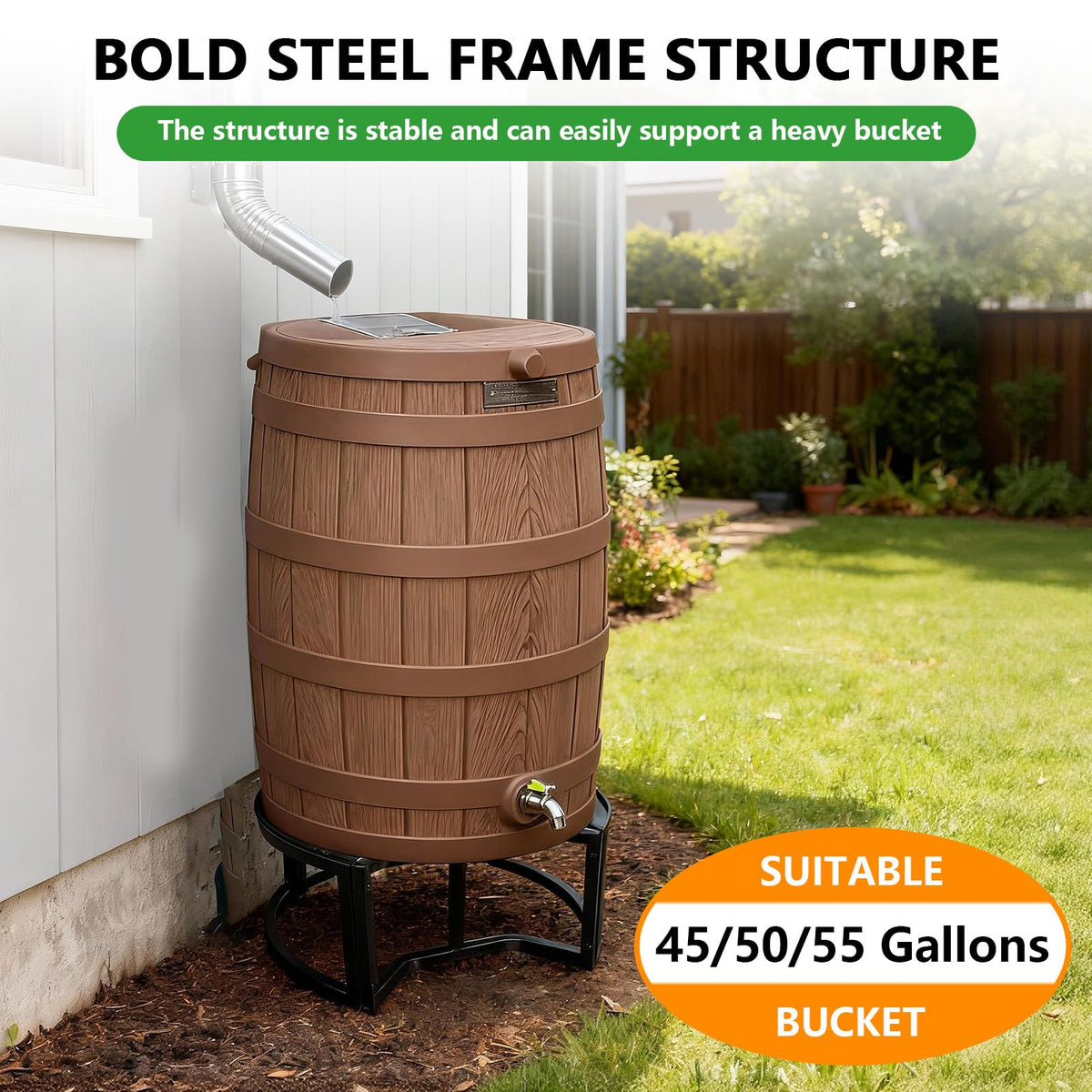 Heavy-Duty Stainless Steel Rain Barrel Stand W550