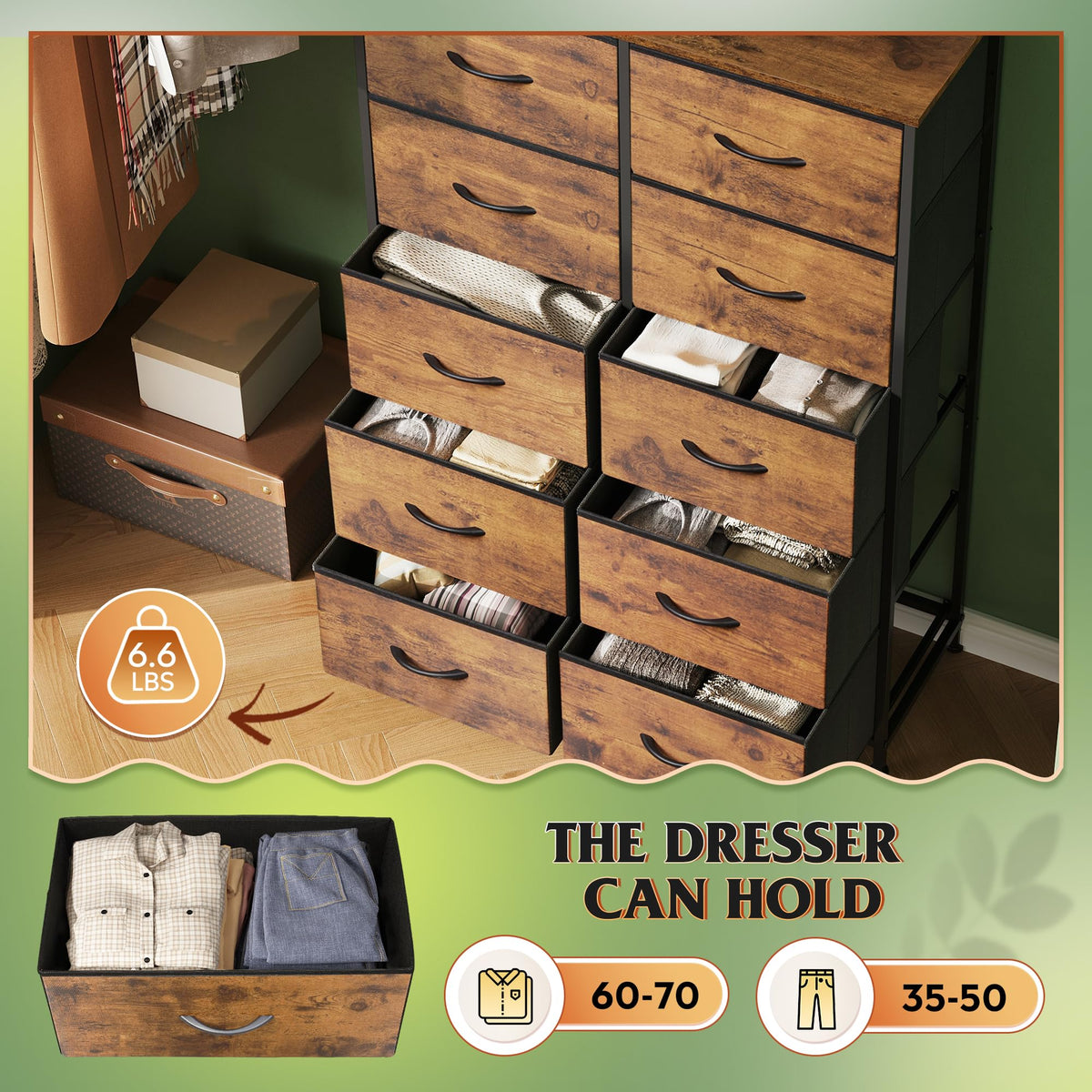 Rustic Brown Wood Grain Print Tall Dresser Q902132
