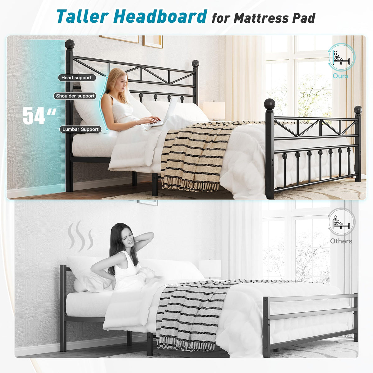 Black Queen Size Metal Bed Frame W79889