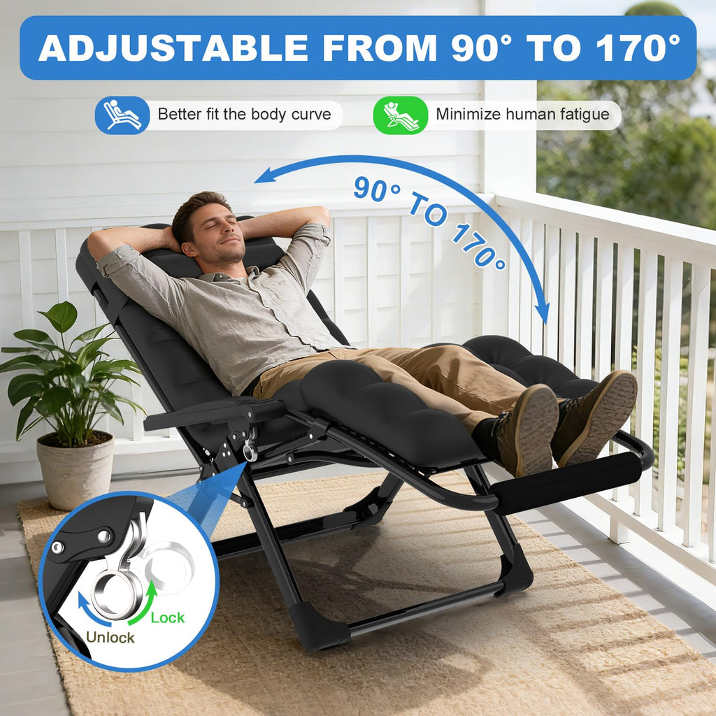 Zero Gravity Chair with Cup Holder, Black G7937