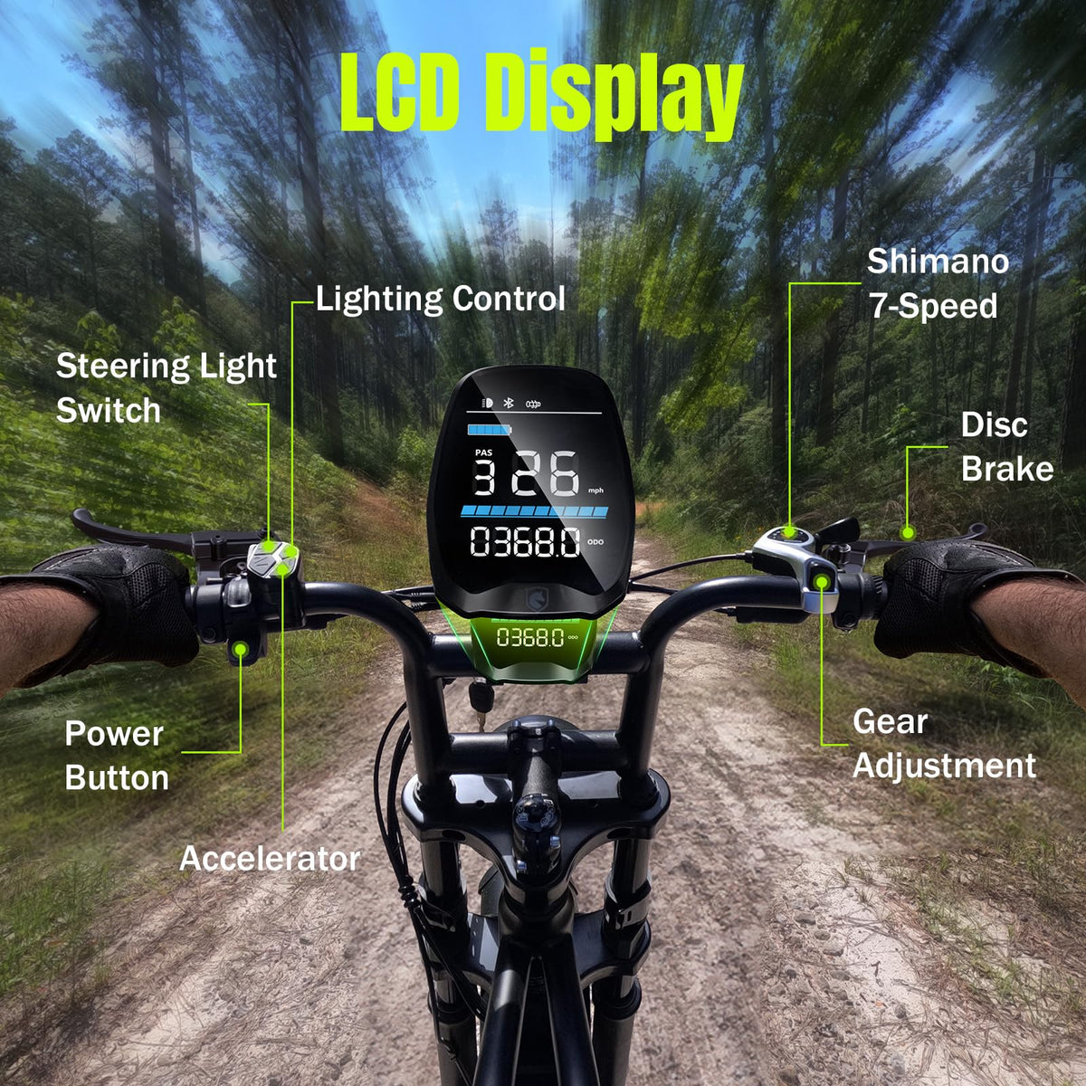 Electric Bike 48V 15Ah Battery 1500W Peak Motor 20 * 4.0 Fat Tire L416