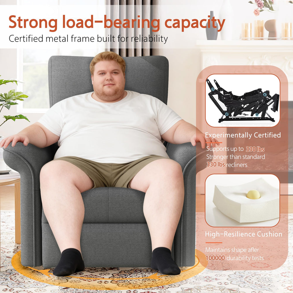 30" Dark Gray Power Swivel Rocker Recliner Chair J947047