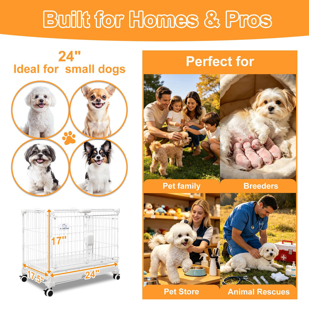 24 Inch White Puppy Crate E612