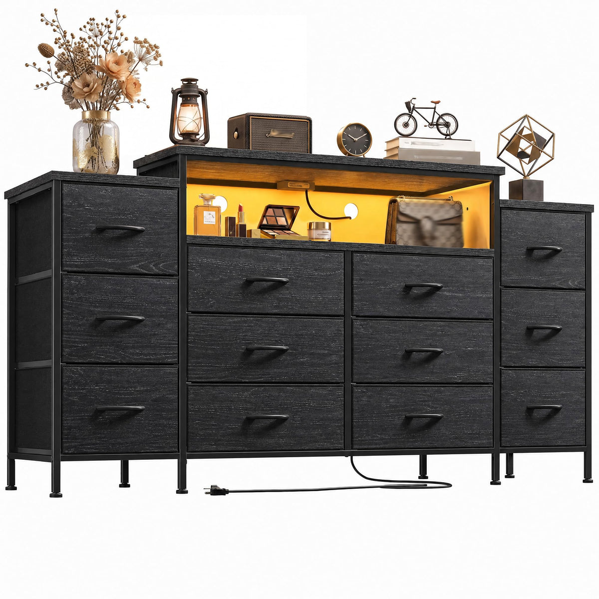 12 Drawer Dresser with LED Lights and Charging R68767