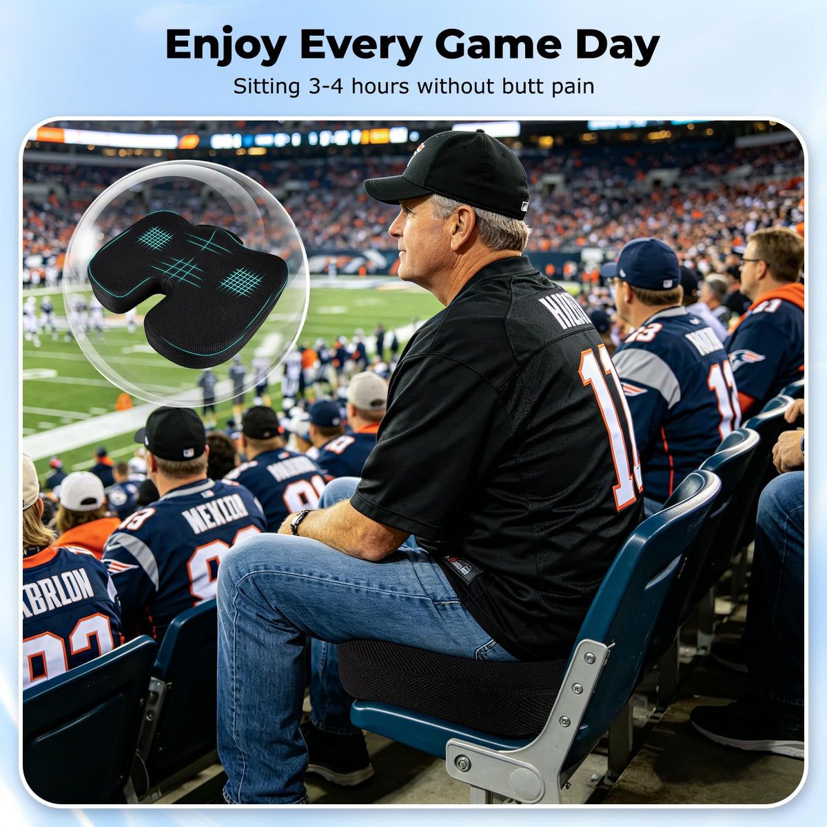 Breathable Mesh 18x14x3 inches Stadium Seat Cushions P9304