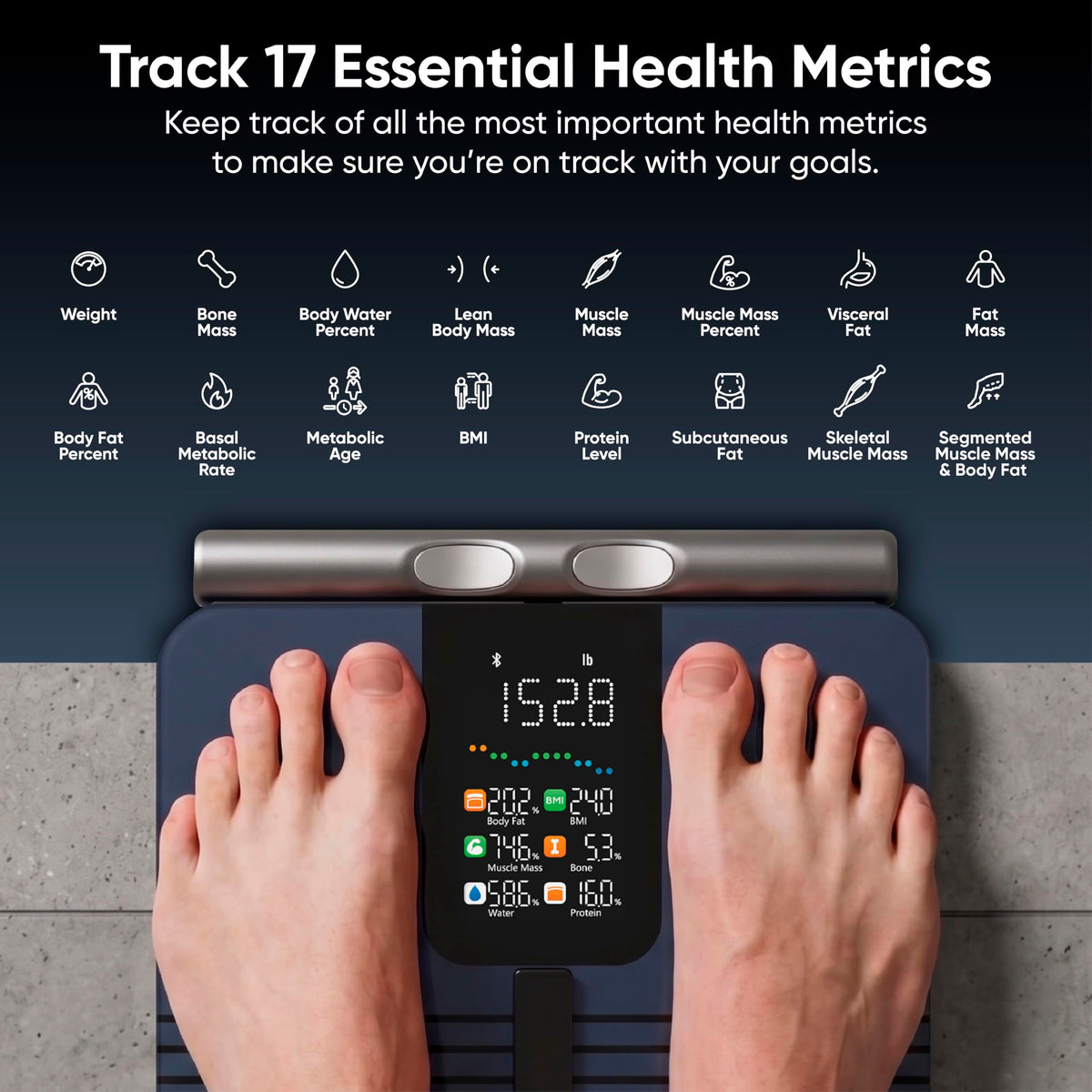 Bluetooth Smart Body Scale 400 lbs Black C1517