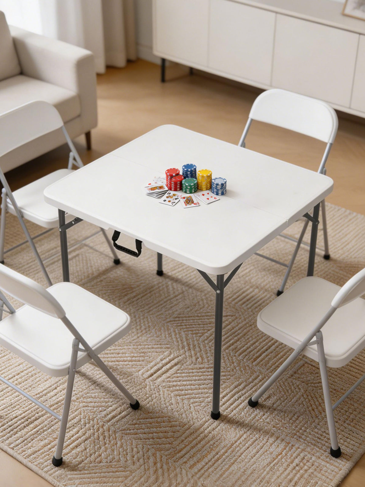 34" White Folding Card Table O1394