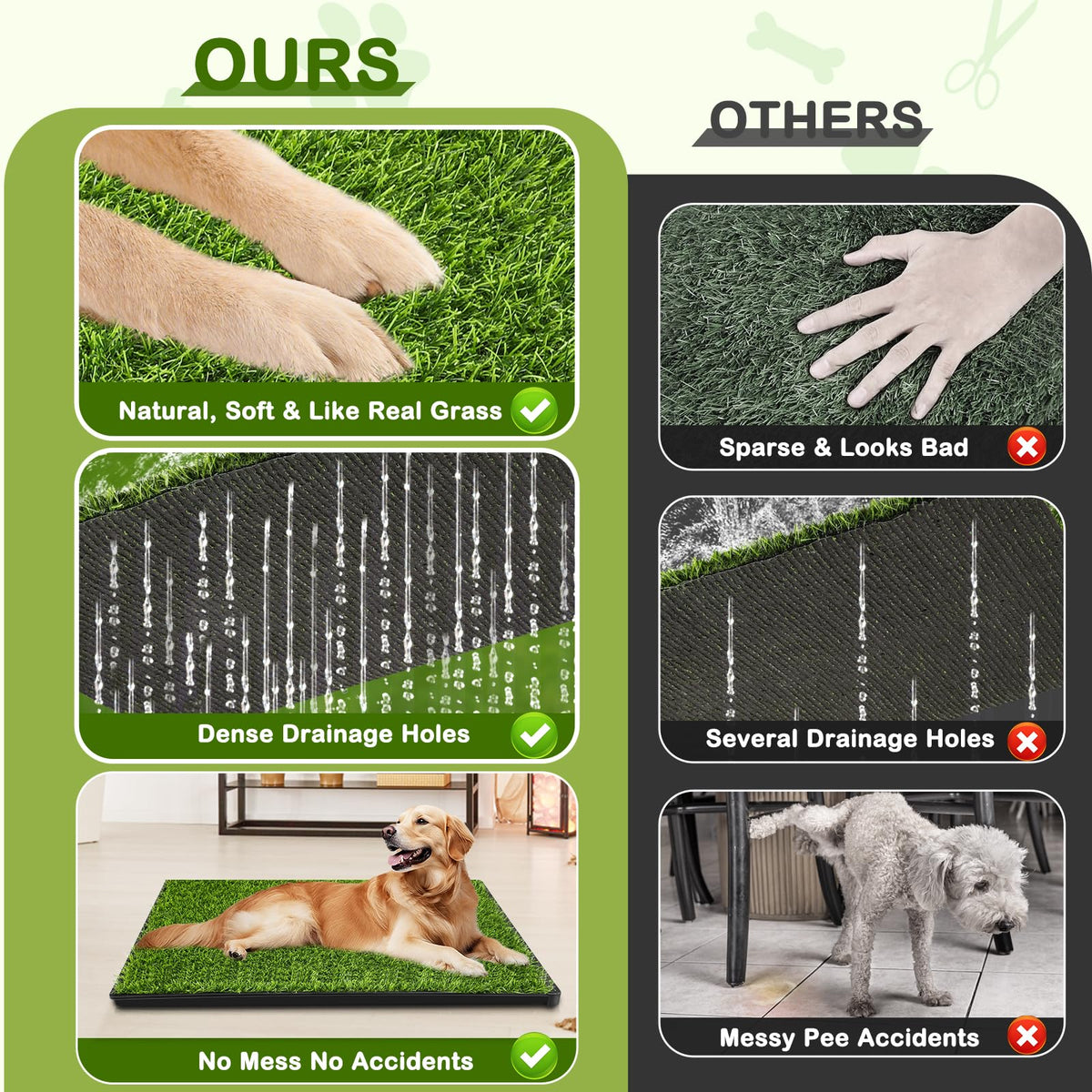 23''X17'' Artificial Turf Dog Grass Pad with Tray L9929