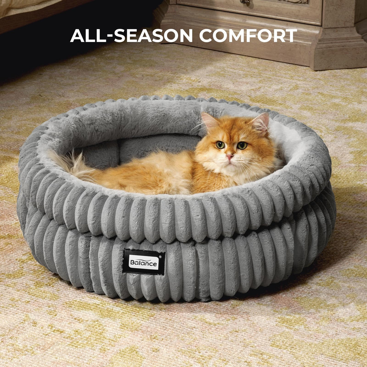 Washable Round Plush Cat Bed K39281