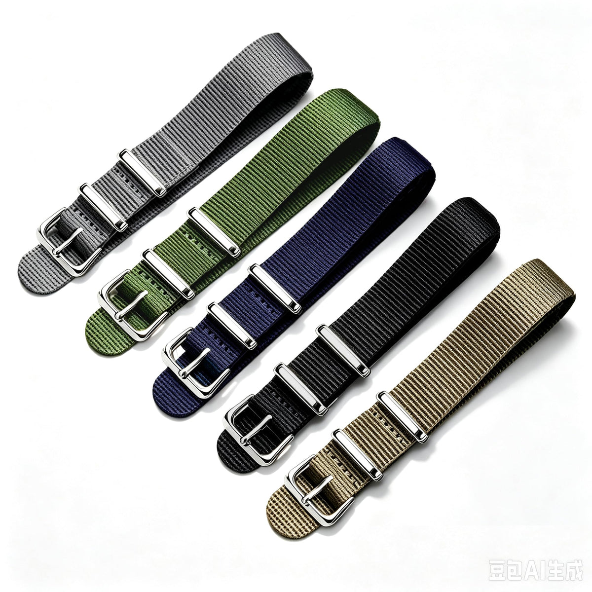 Nylon Watch Band with Stainless Steel Silver Buckle U6489