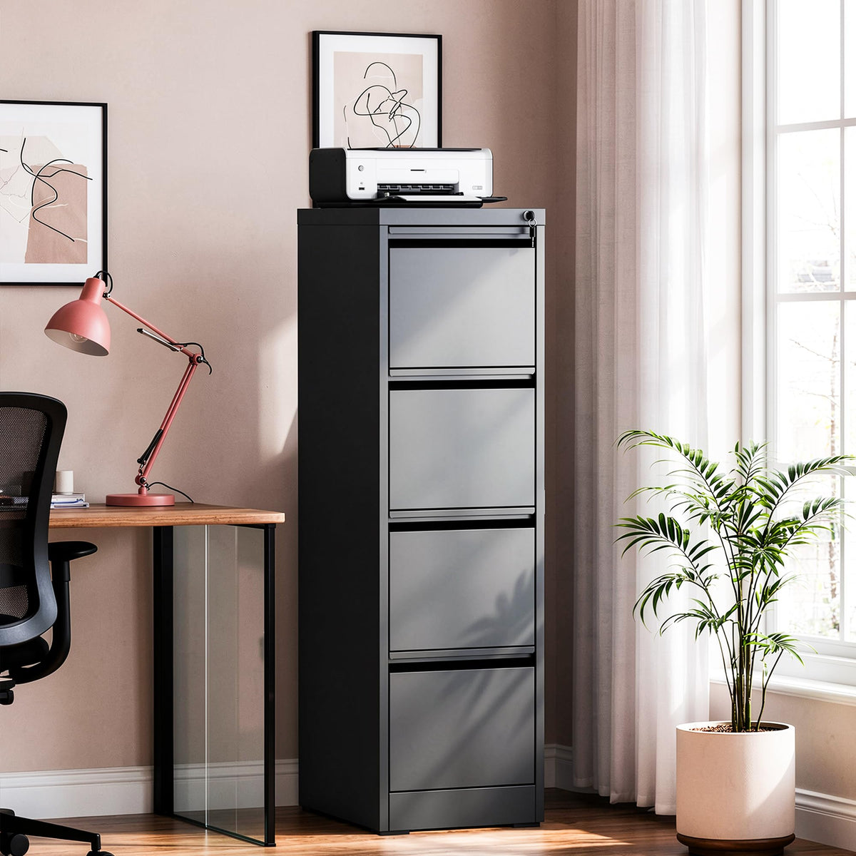 4 Drawer Metal File Cabinet with Lock M208072
