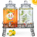 4.6 Gallon Glass Beverage Dispenser with Stand Stainless Steel Spigot 2 Pack O244770