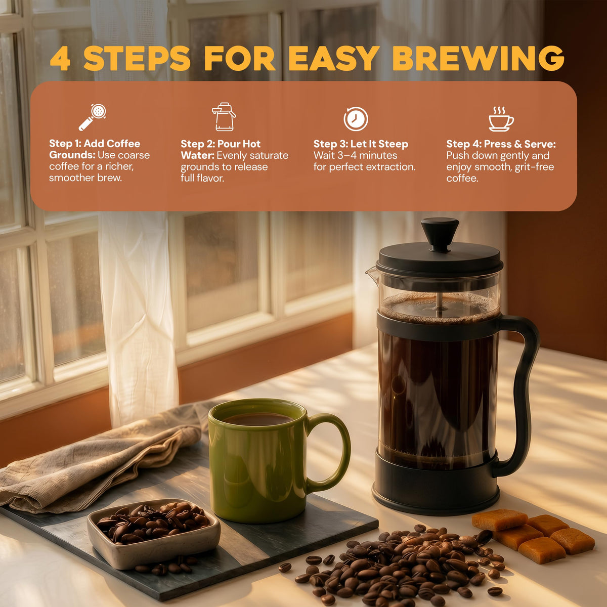 Borosilicate Glass French Press Coffee Maker 34 Oz M708