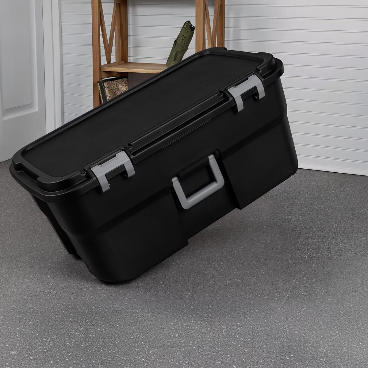22 Gallon Black Wheeled Plastic Storage Trunk B964970