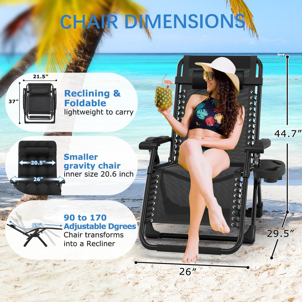 Zero Gravity Chair with Cup Holder, Black G7937