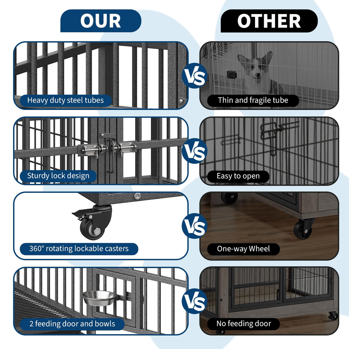 48 inch Heavy Duty Metal Dog Crate with 2 Door C897878