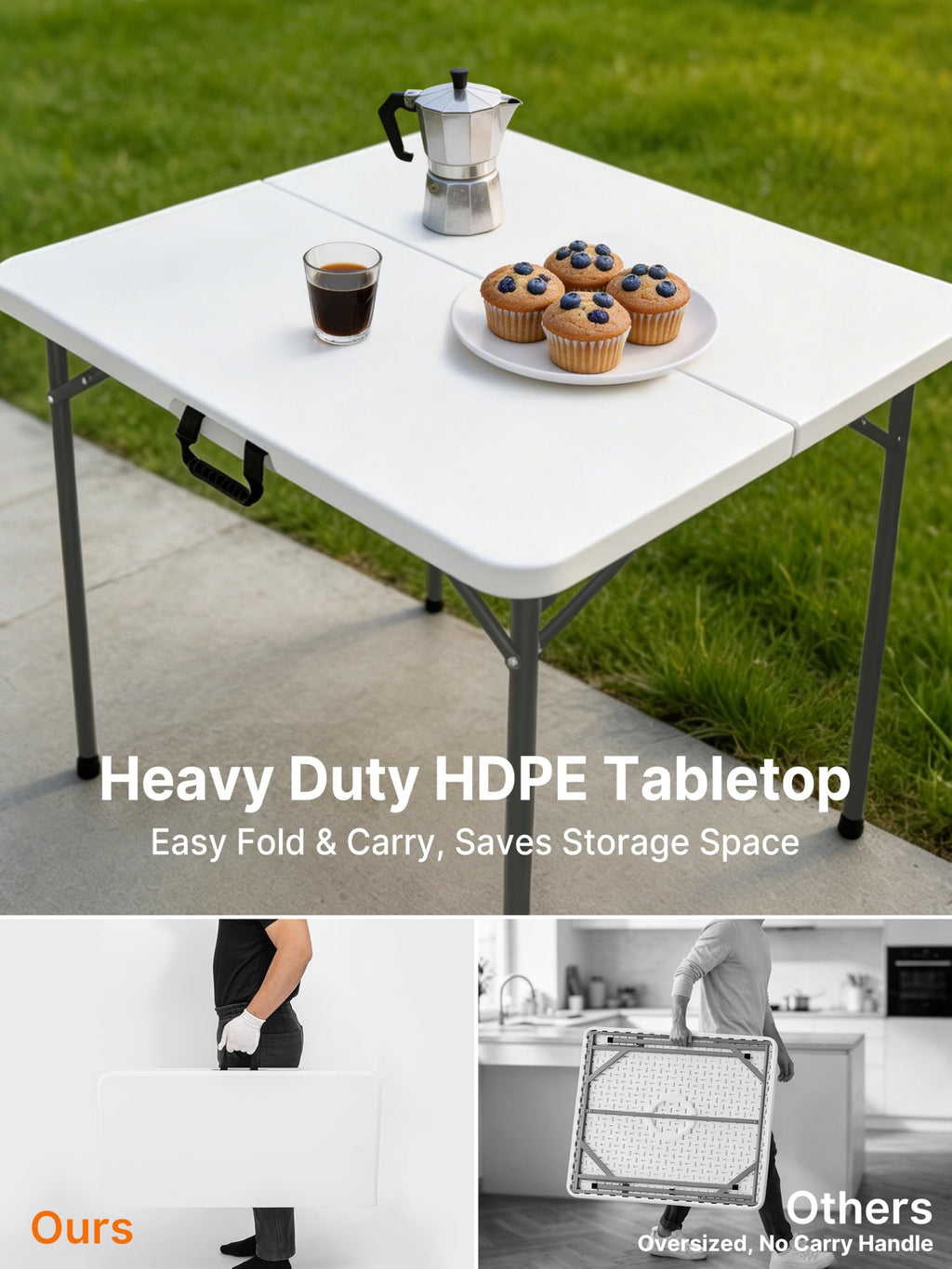 34" White Folding Card Table O1394