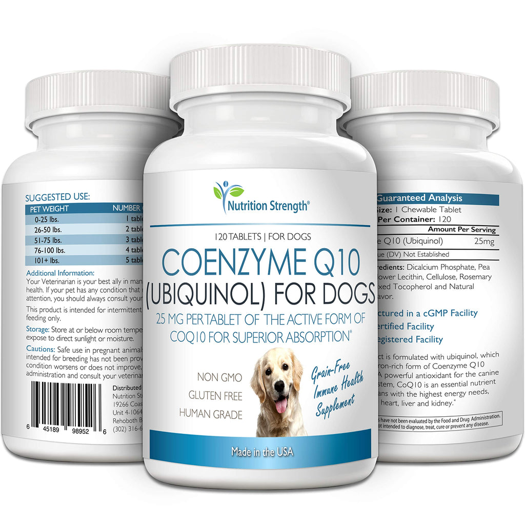 Coenzyme Q10 for Dogs Grain-Free Supplement, 120 Chewable Tablets R2661