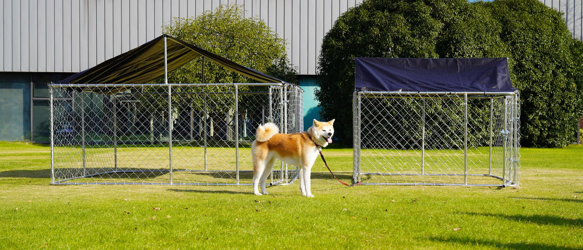Outdoor Dog Kennel Steel Fence with Secure Lock 78”x 78” V117201