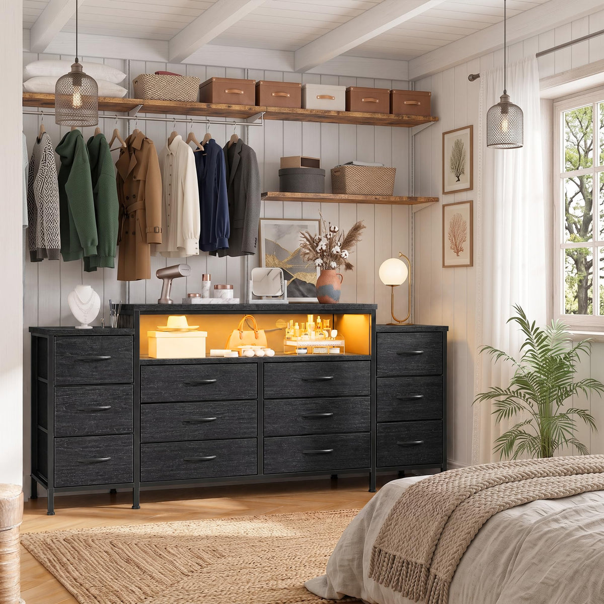 12 Drawer Dresser with LED Lights and Charging R68767