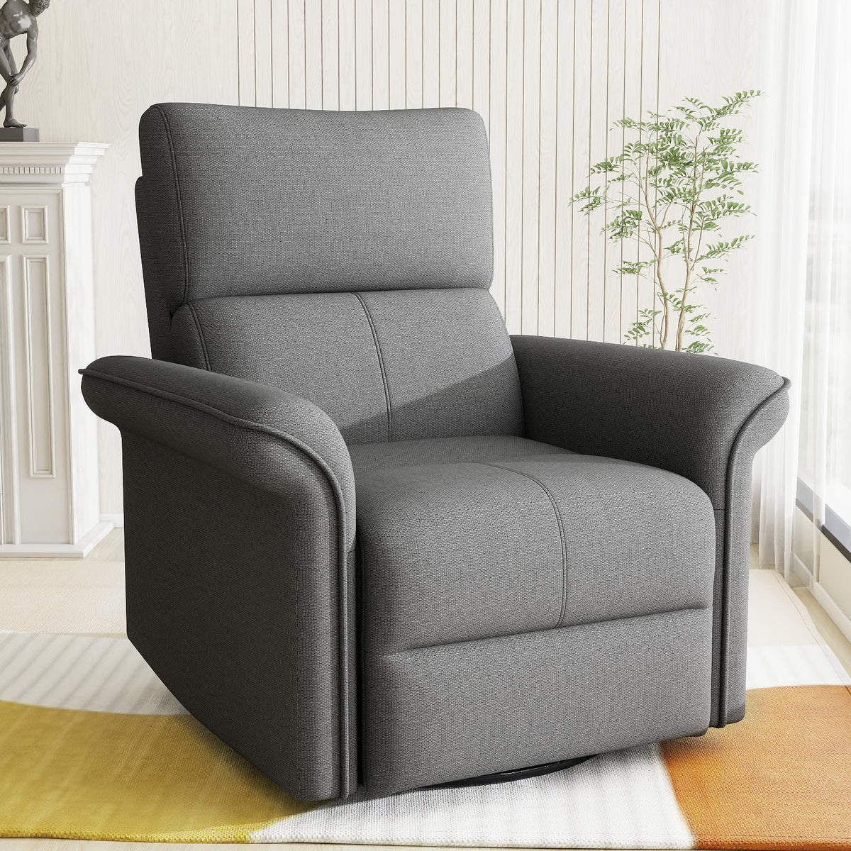 30" Dark Gray Power Swivel Rocker Recliner Chair J947047